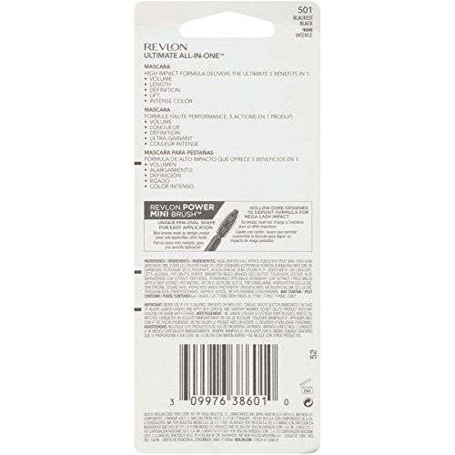 Revlon Mascara, All-in-One Eye Makeup, Volumizing & Lifting Mascara, No Clump, Smudge Proof, Flake Proof, 501 Blackest Black, 0.28 Fl Oz Beauty & Personal Care REVLON