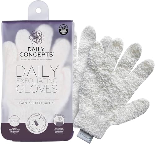 Daily Exfoliating Gloves, Reusable Packaging, Created to Instantly Polish and Remove Any Roughness Away While Increasing Blood Circulation Beauty and Personal Care DAILY CONCEPTS