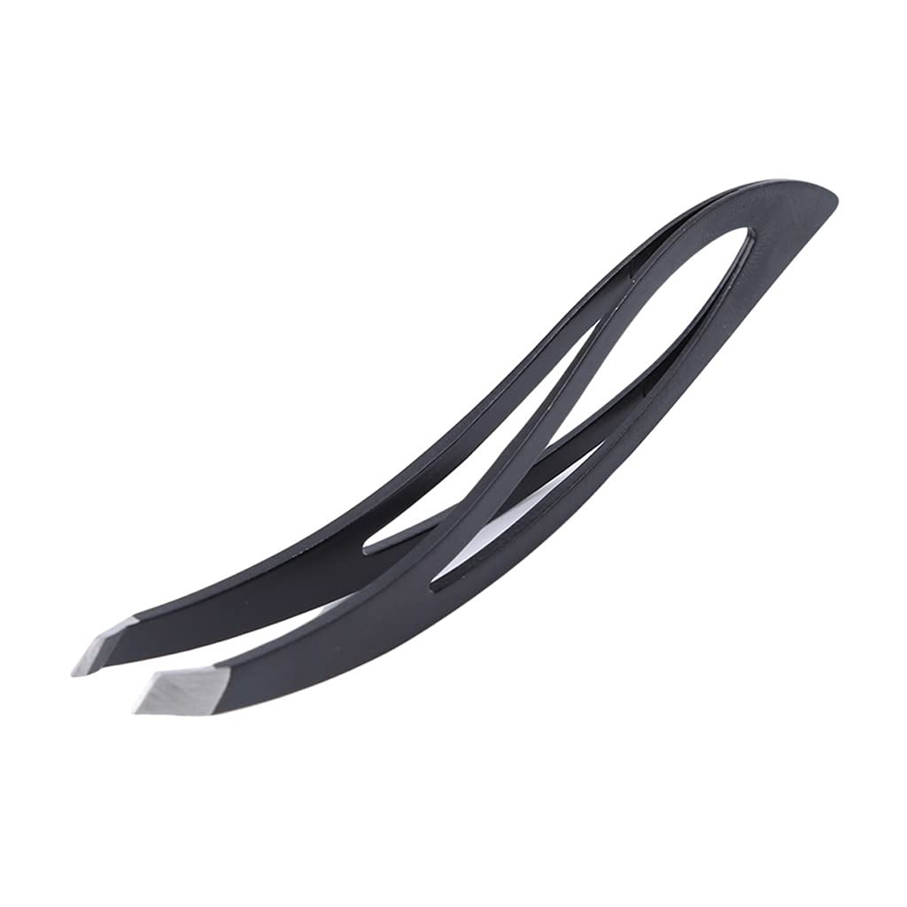 Black Eyebrow Tweezers Professional Stainless Steel Slanted Flat Point Tip Hair Removal Eye Brow Beauty and Personal Care PNAWLLCF
