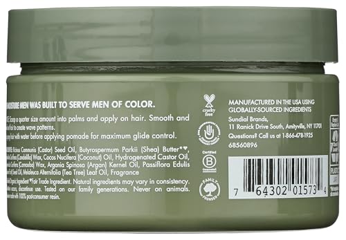 SheaMoisture Men Waves Pomade Argan Oil and Shea Butter - Hair Care Styling Product for Frizz Control and Waves - Men's styling hair wax 4 oz (1) Beauty & Personal Care SheaMoisture