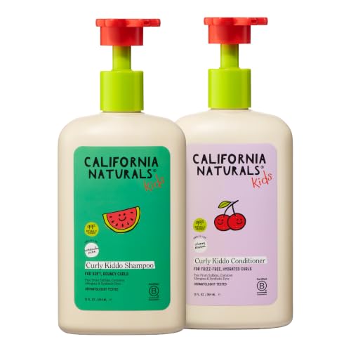 California Naturals Curly Kiddo Shampoo & Conditioner Set with Argan Oil, Enriched Rice Water and Shea Butter, Sulfate Free, For Kids with Curly Hair,