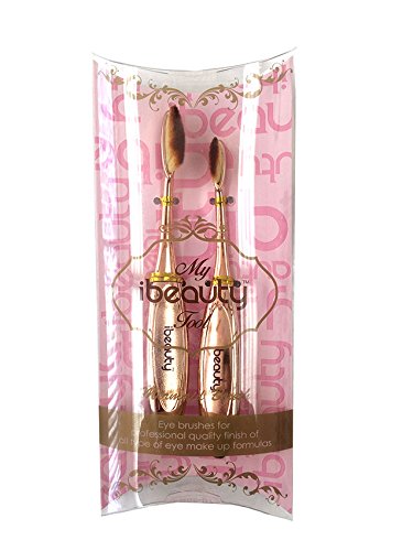 iBeauty 2pc Mermaid Oval Eye Shadow Liner Brow Cosmetic Makeup Brush Tool Set Rose Gold Color (RG eye set) Beauty & Personal Care ibeauty