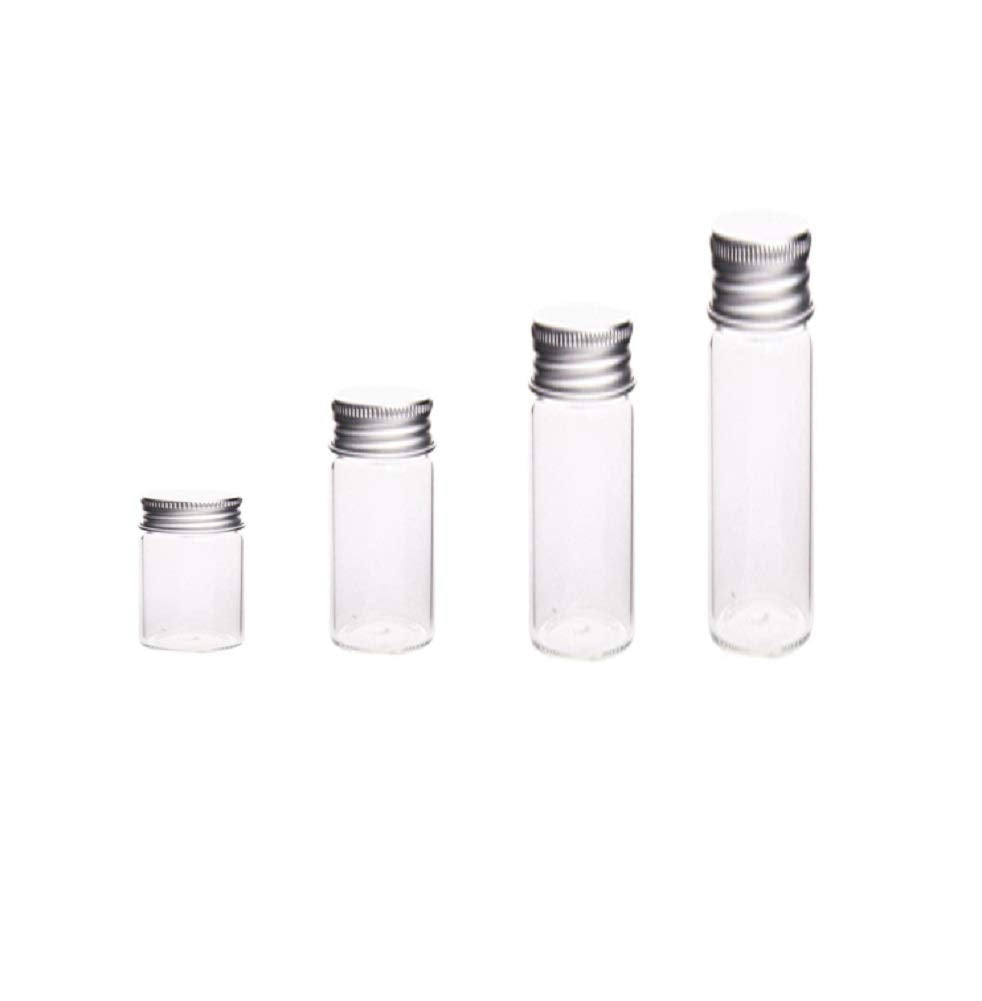 10Pcs Glass Sealed Bottle with Screw Aluminum Cap Clear Tiny Empty Sample Vials Glass Jars Containers Cute Wishes Bottle (20ml) Beauty & Personal Care glasstore
