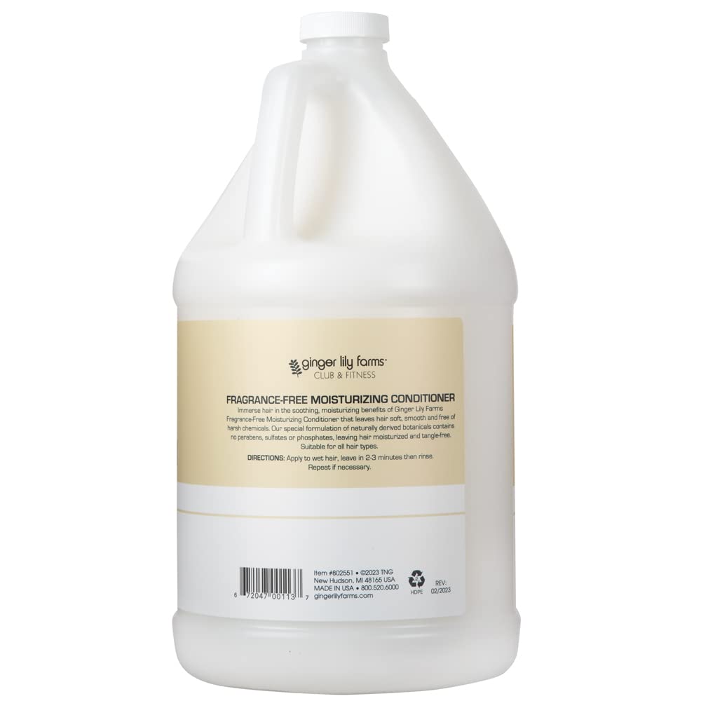 Ginger Lily Farms Club & Fitness Moisturizing Conditioner for Dry Hair, 100% Vegan & Cruelty-Free, Fragrance Free, 1 Gallon (128 fl oz) Refill Beauty and Personal Care Ginger Lily Farms