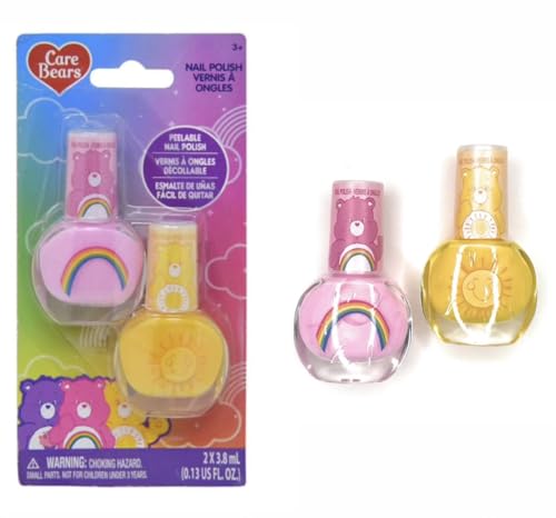 Townley Girl Care Bears 2 Pack Nail Polish on Card - Water-Based, Durable - Dry Immediately and Smooth Coverage Nail Polish Set