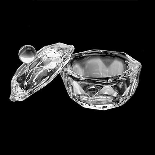 mollensiuer 2Pcs Clear Nail Art Acrylic Liquid Powder Dappen Dish Bowl Glass Crystal Cup Glassware with Lid for Nail Art Manicure Care Tools Beauty & Personal Care mollensiuer