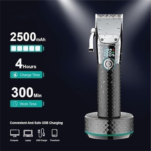 YREAJZVS Hair Clipper, Hair Trimmer IPX7 Waterproof Hair Clipper Adjustable Hair Cutting Machine Digital Power Display Electric Clippers(Green) Beauty and Personal Care YREAJZVS