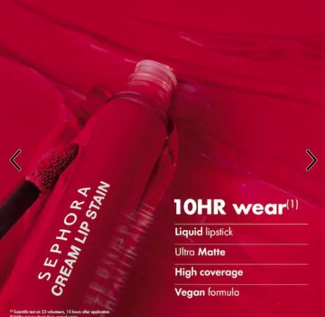 SEPHORA Favorites Cream Lip Stain Liquid Lipstick - 125 Rose Flambe (matte hot pink red) - 5 mL/ 0.6 fl oz Beauty & Personal Care SEPHORA