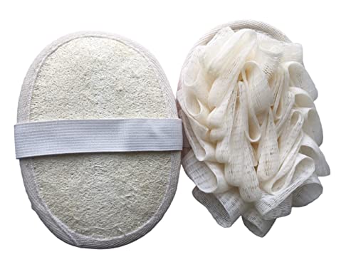 FOVOMA 2PCS Travel Body Natural Loofah Sponge,Mini Pink Loofah Travel Size, Eco Organic Loofah Sponge with Hand,Loofah Soft Sensitive Skin Beauty & Personal Care Fovoma