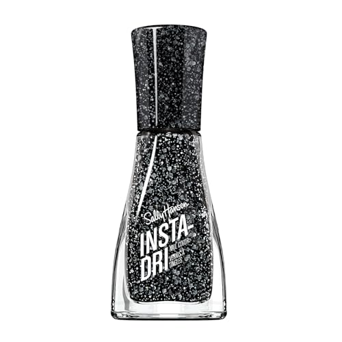 Sally Hansen Insta-Dri Nail Polish | Quick Dry, Long Lasting, Streak-Free Shine | Opaque, Glittery | 565 Powerslide | Black with White Glitter Nail Beauty & Personal Care Sally Hansen