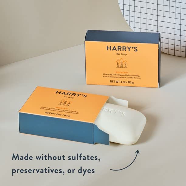 Harry's Men's Bar Soap, Redwood Scent Body Bar Soap for Men, 4 Bars, Net Wt 4 oz Each Beauty & Personal Care Harry's