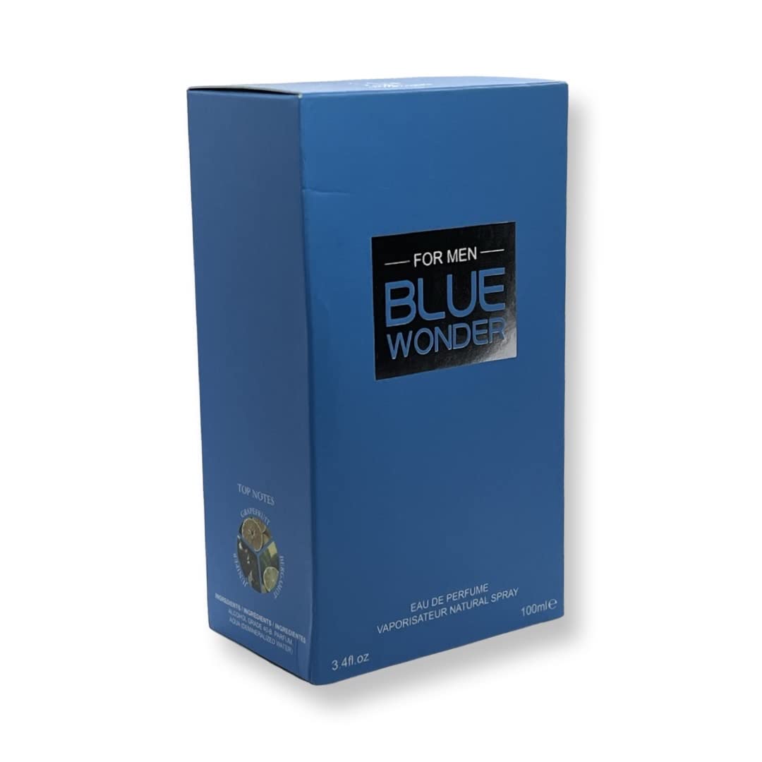 United Scents Blue Wonder For Men Eau de Parfum- 3.4 Fl Oz Fragrance - Top Notes: Grapefruit, Juniper and Bergamot Beauty & Personal Care United Scents