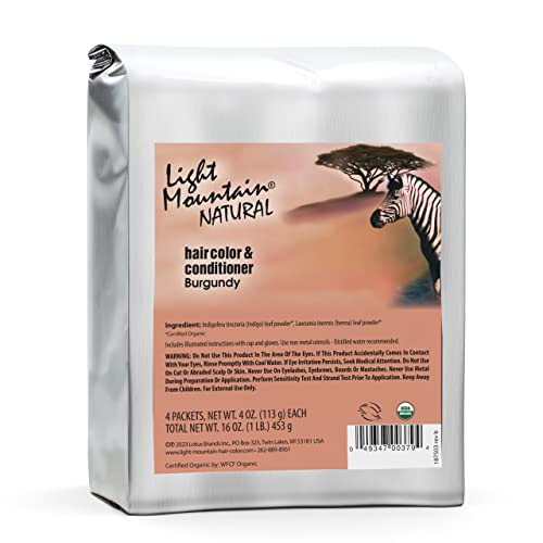 Light Mountain Henna Hair Color & Conditioner - Burgundy Hair Dye for Men/Women, Organic Henna Leaf Powder, Chemical-Free, Semi-Permanent Hair Color Beauty & Personal Care LIGHT MOUNTAIN