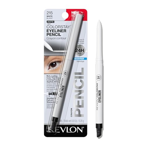 REVLON ColorStay Pencil Waterproof Eyeliner, Smudge-Proof, Eye Makeup with Built-In Sharpener, 215 White, 0.01 oz Beauty & Personal Care REVLON