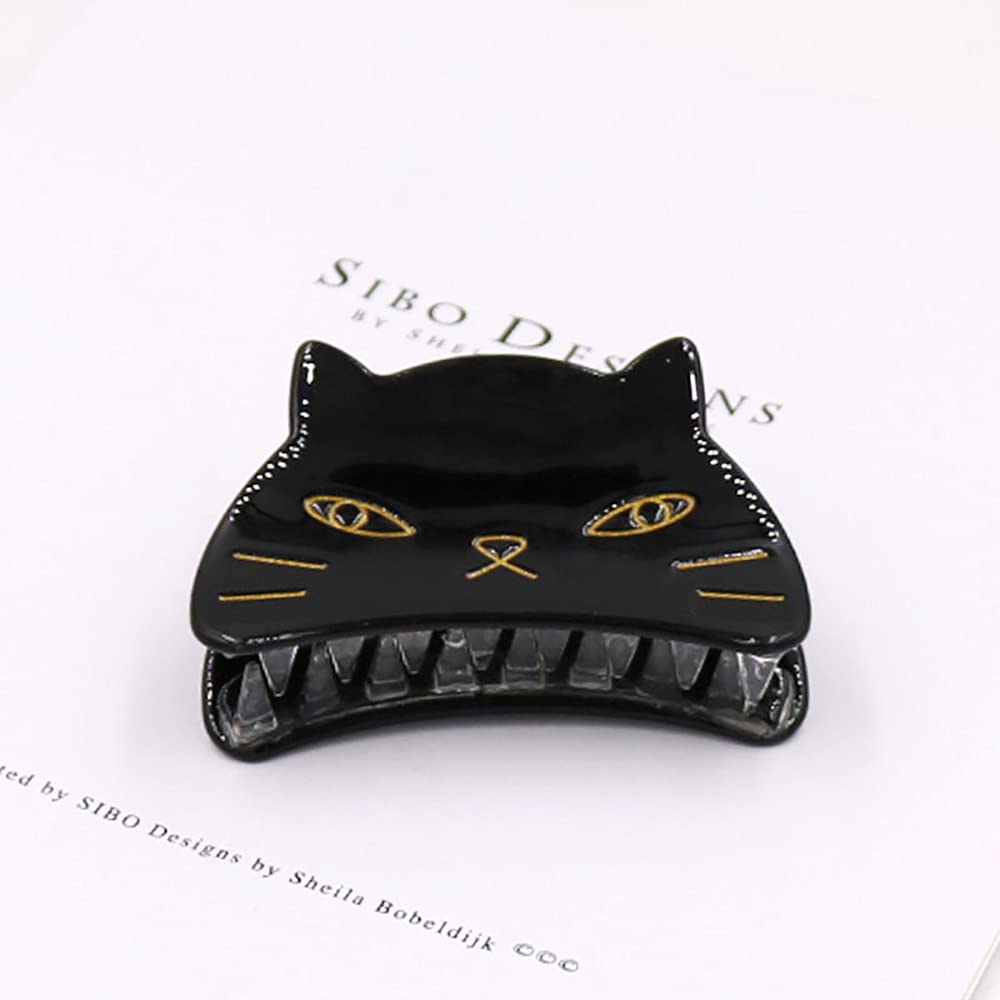 Yusier 2 PCS Cute Cat Claw Hair Claw Clip Two Sizes That Stay in Place Hair Clips Hair Clips fo Women Girl (Black Cat) Beauty & Personal Care Yusier
