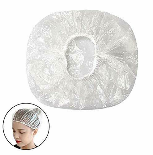 OMWAH 100 PCS Disposable Shower Caps Large Clear Waterproof Processing Conditioning Plastics Elastic Shower Cap For Kids, Girls, Travel, Spa, Hotel Beauty and Personal Care OMWAH