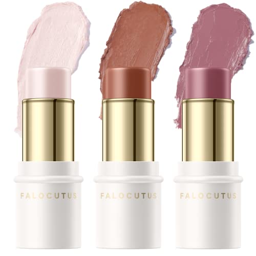 FALOCUTUS 3 Pcs UNIVERSAl Contour Stick Set,Cream Blush & Highlighter Bronzer Pen,Long Lasting & Smooth Natural Face Contouring Beauty & Personal Care Falocutus