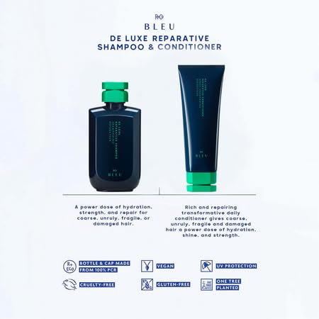 R+Co BLEU De Luxe Reparative Shampoo and Conditioner Set - Hydrates, Strengthens & Repairs Coarse, Fragile & Damaged Hair - Seals Cuticles & Split Beauty & Personal Care R+Co
