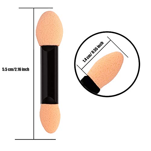 GTVIA 100 Pack Disposable Double Sided Sponge Makeup Eyeshadow Brush Tipped Cosmetic Makeup Eye shadow Applicators Brush (Skin and White) Beauty & Personal Care GTVIA