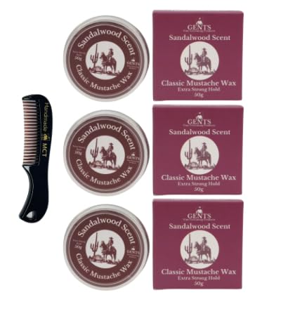 G.B.S Strong Hold Sandalwood Mustache Wax, Easy Application, Restyleable, long lasting hold with Styling Comb (1.7 oz) (3 Pack, Sandalwood) Beauty and Personal Care G.B.S