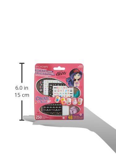 KISS Broadway Little Diva Nail Art Kit, Safe On Natural Nails, Mom Approved, Over 250 Nail Stickers, 48 Ready-To-Wear Petite Fake Nails & 48 Press-On Beauty & Personal Care KISS