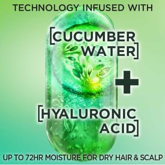 Garnier Fructis Pure Moisture Hydrating Shampoo Hyaluronic Acid + Cucumber Water, 12.5 FL.OZ (370ml) - Pack of 2, Green