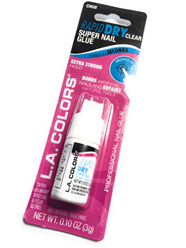 (1) LA Colors Rapid Dry Clear Super Nail Glue (.10 oz) Extra Strong Hold Beauty & Personal Care L.A. COLORS