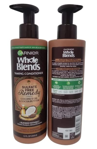 Garnier Whole Blends Sulfate Free Remedy Coconut Oil Conditioner for Frizzy Hair - 12 fl oz (PACK OF 2)