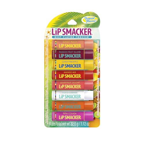 Lip Smacker Flavored Lip Balm Tropic Fever 8 Count (Pack of 1), Passion Fruit, Peach, Breezey-Teazey, Pina Colada, Grapefruit, Coca Cabana, Tangerine Beauty & Personal Care Lip Smacker