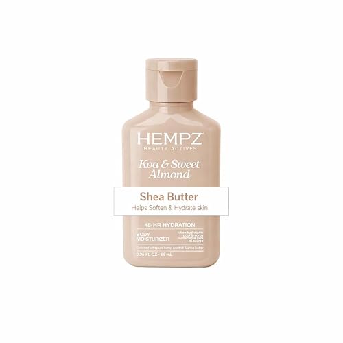 Hempz Smoothing Herbal Body Moisturizer, Koa & Sweet Almond, 2.25 oz - Lightweight Lotion with Hemp Seed Oil & Shea Butter, Vegan for Dry Skin Beauty & Personal Care Hempz