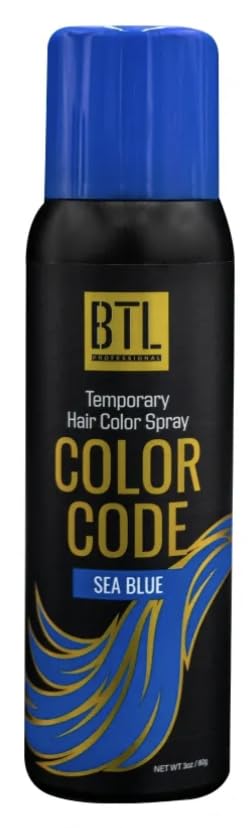 BTL Professional BTL Color Code Temporary Hair Color Spray-On! Vibrant & Easy to Wash | Fast Drying (3oz/80g) (Sea Blue, 3oz/80g) Beauty & Personal Care BTL Professional