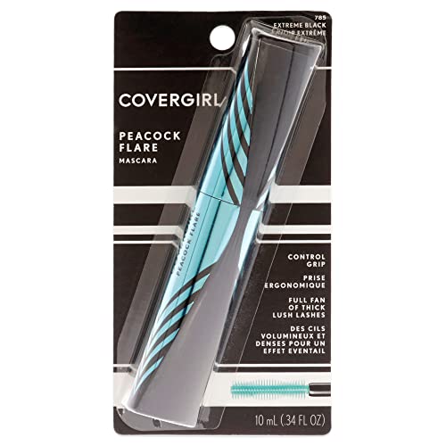 COVERGIRL Peacock Flare Mascara, Extreme Black, 0.3 Ounce (packaging may vary)