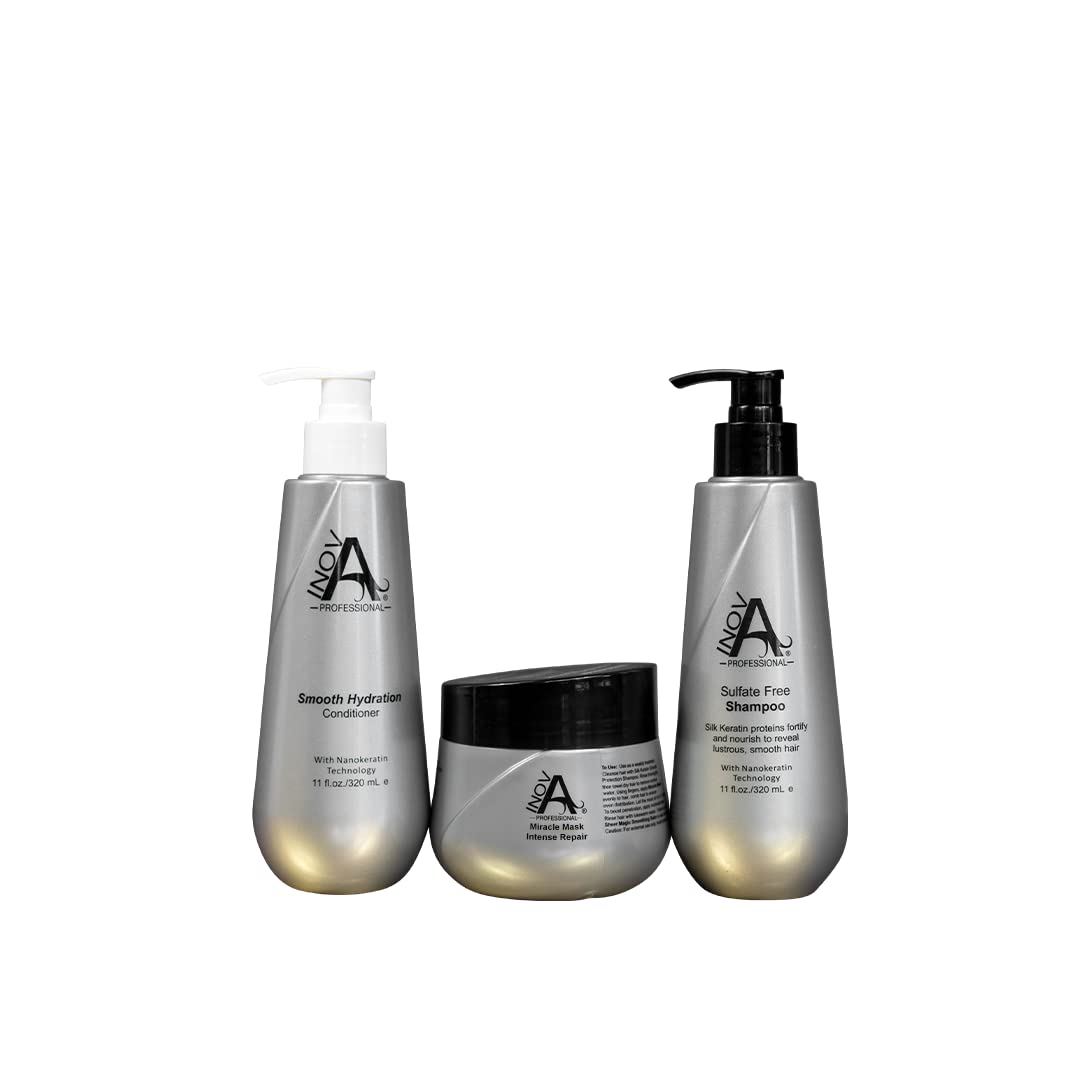 Inova Professional Madison Collection Smooth Protection Shampoo 11 oz. Smooth Hydration Conditioner 11 oz. Miracle Mask Intense Repair (Strong) 10.2 Beauty & Personal Care Inova Professional
