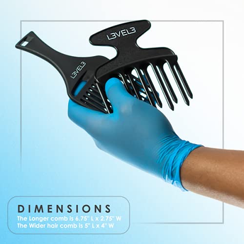 Level 3 Hair Pick Comb Set - Glides Through Hair Easily - Professional Salon Quality - Rounded Tips to Prevent Irritation - Level Three Hair Picks -