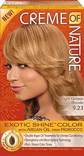 Creme of Nature Exotic Shine Hair Color With Argan Oil from Morocco, 9.23 Light Golden Brown, 1 Application Beauty & Personal Care Creme of Nature