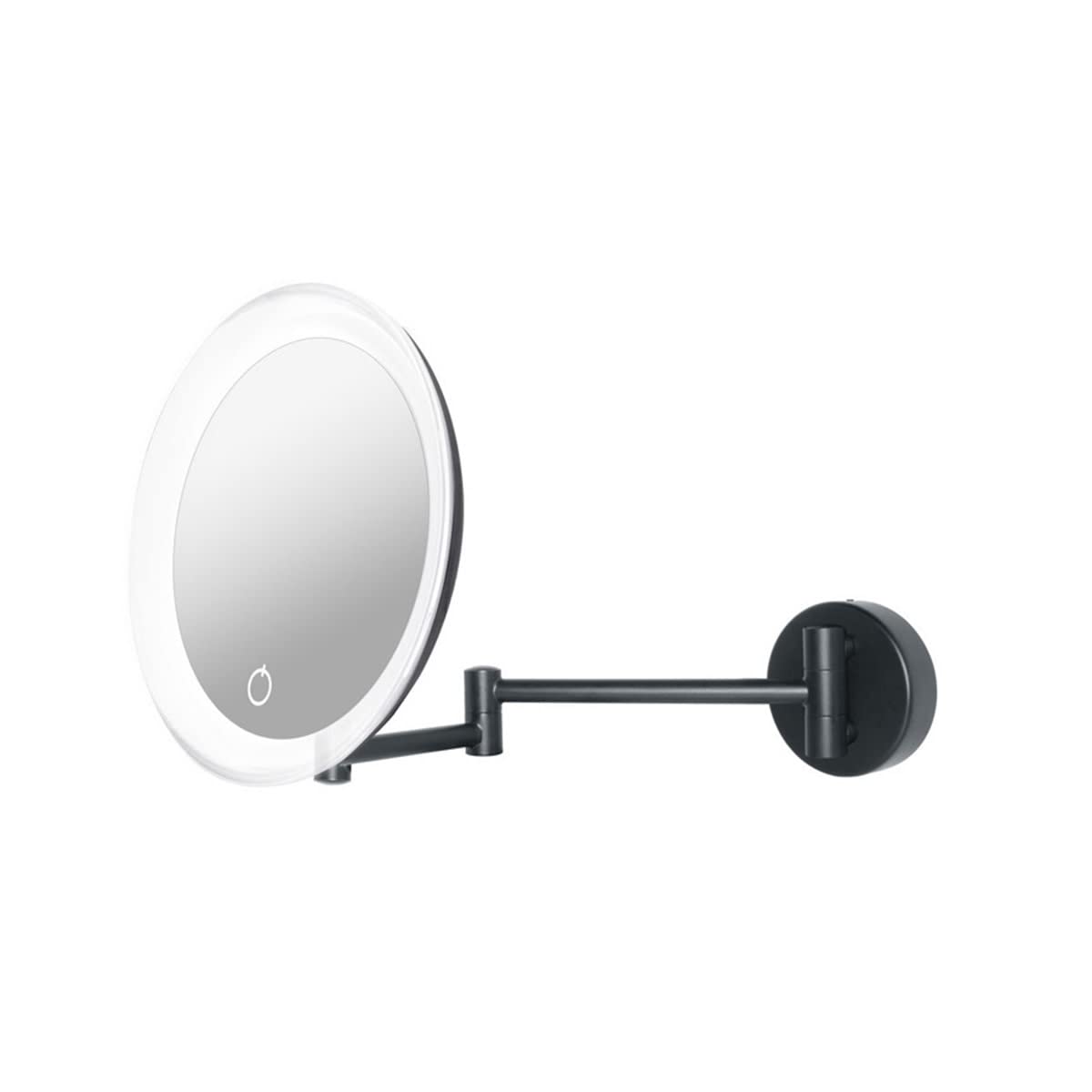 WS Bath Collections Beauty 200T Beauty 13-7/8" W x 7-13/16" H Modern Circular Framed Makeup Wall Mirror with LED Lighting - Polished Chrome Beauty and Personal Care WS Bath Collections