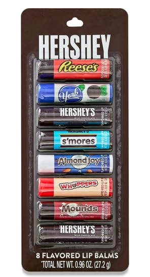 Hershey Flavored Lip Balm Gift Set - 8 Count Candy-Inspired Lip Care - Includes Reese’s, York, S’mores & More - Fun Gift for Birthdays, Holidays Beauty and Personal Care Taste Beauty