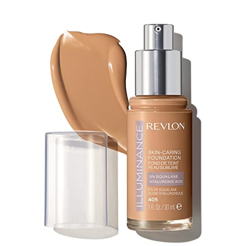 Revlon Illuminance Skin-Caring Liquid Foundation, Hyaluronic Acid, Hydrating and Nourishing Formula with Medium Coverage, 405 Hazel, 1 fl oz Beauty & Personal Care REVLON