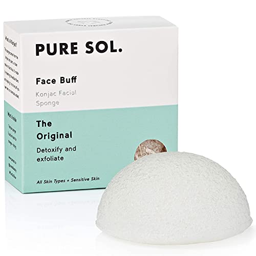 pureSOL Konjac Sponge - Original - Facial Sponge, Sponge, Eco-Friendly - Gentle Exfoliating Sponge, Deep Cleansing, Improved Skin Texture - Konjac Beauty and Personal Care pureSOL