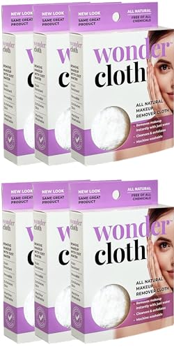 Wonder Cloth (Pack of 6) - All Natural Make-Up Remover Cloth, Removes Makeup Instantly with Just Water, Cleanses and Exfoliates, Machine Washable Beauty & Personal Care WONDER CLOTH