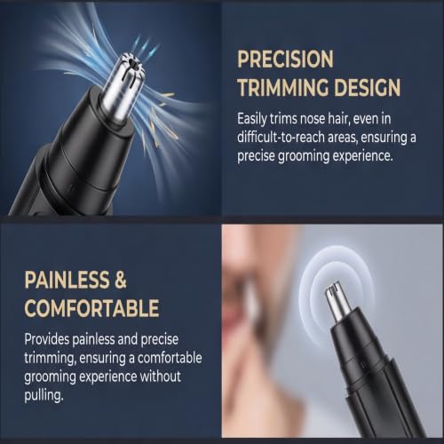 GLOGLOW Electric Nose Hair Trimmer for Men Women, Rechargeable Ear and Nose Hair Trimmer Clipper with Painless Dual Edge Blades, Facial Hair Remover Beauty and Personal Care GLOGLOW
