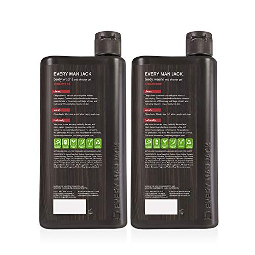 Every Man Jack Men's Body Wash - Cedarwood | 16.9-ounce Twin Pack - 2 Bottles Included | Naturally Derived, Parabens-free, Pthalate-free, Dye-free Beauty & Personal Care Every Man Jack