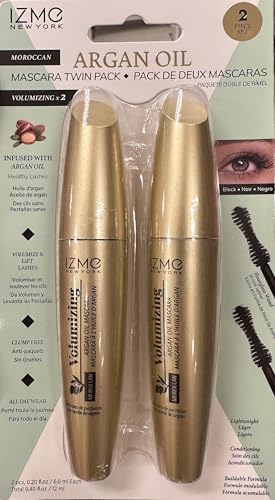 IZME New York ARGAN OIL MASCARA VOLUMIZING TWIN PACK / 6 ml Each, Black