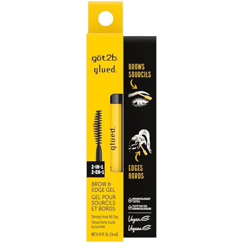 got2b Glued 2-in-1 Brow Gel & Edge Control, 0.54 Fl Oz, Strong Hold Styling Eyebrow Gel and Hair Mascara for Flyaways and Frizz with Castor Oil Beauty & Personal Care Got2B