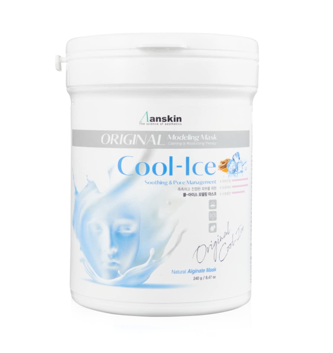 Anskin Modeling Mask Powder Pack Cool Ice for Soothing and Pore Management, 240g Beauty & Personal Care Anskin