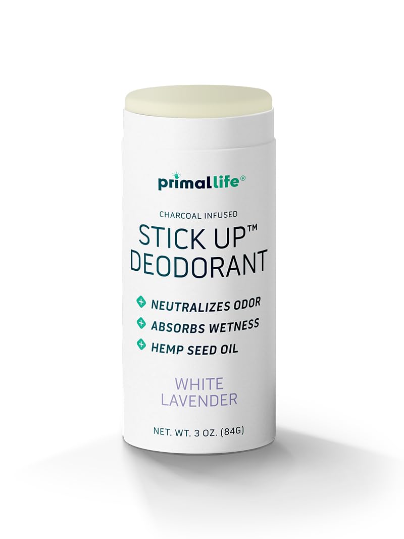 Stick Up Natural Deodorant for Women and Men with Bentonite Clay Powder, Arrowroot, Magnesium, Zinc, 3 oz. Vegan Deodorant for 3-4 months, White Beauty and Personal Care Primal Life Organics