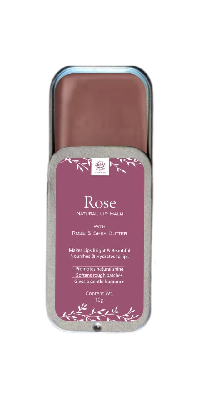 AL MASNOON 100% Natural Rose Lip Balm with Shea Butter & Rose Extract - Nourishing & Moisturizing 10g Pack, No Color Added for Soft, Smooth Lips Beauty and Personal Care al masnoon