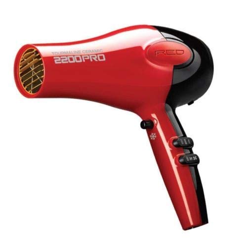 RED by Kiss Tourmaline Ceramic 2200W PRO - Professional Hair Dryer with Extra Combs, Frizz-Free Hair, Six Heat Settings Blow Dryer Beauty & Personal Care Red by Kiss