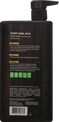 Every Man Jack Body Wash, Sandalwood 33.8-ounce Moisturizing Beauty & Personal Care Every Man Jack
