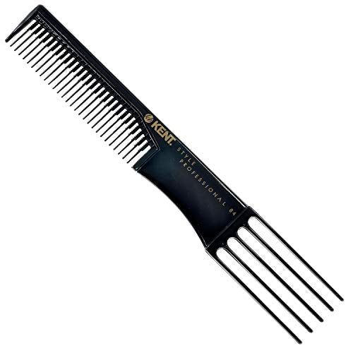Kent SPC84 Hair Pick Comb for Curly, and Thick Hair - Professional Antistatic Heat-Resistant Prong Fork for Volume and Lift - Barber Teasing Comb for